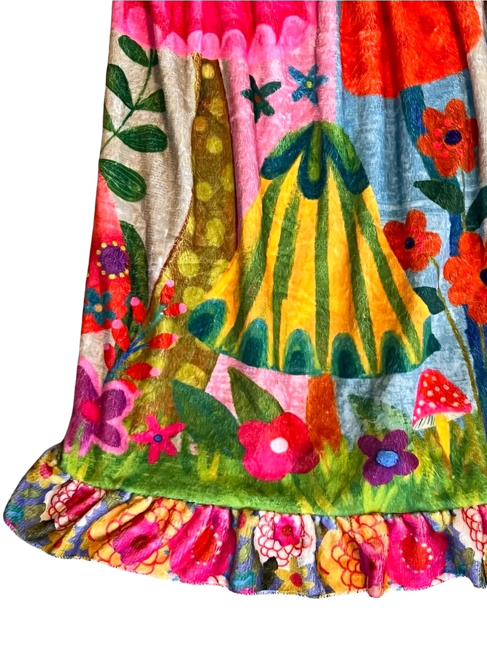 Natural Life Women’s Sz L/XL NWT Plush Towel Wrap Mushroom Print Ruffle - Picture 13 of 15